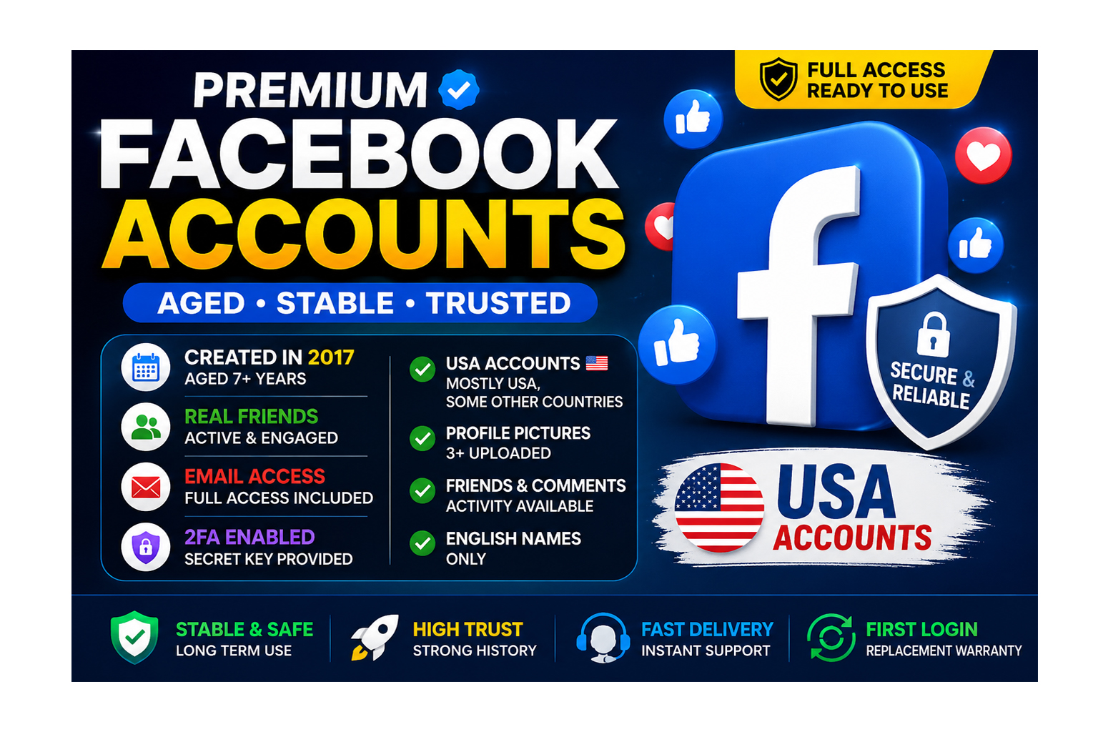 Facebook Old Accounts | Created 2017 | Location US